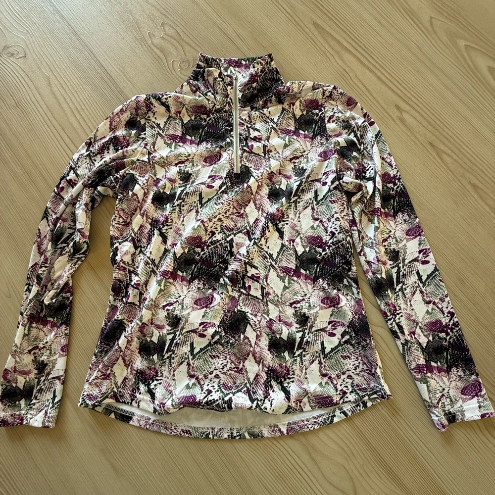 GG Blue Multicolor Patterned Quarter-Zip Pullover